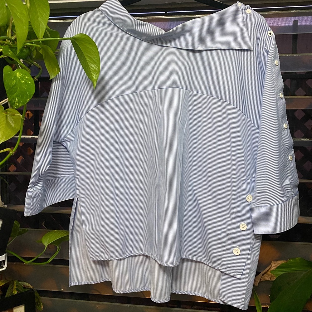 Stylish Blue Button-Up Blouse
